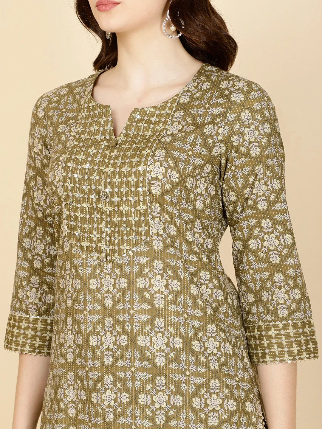Abstract Printed Cotton Kurta With Pants