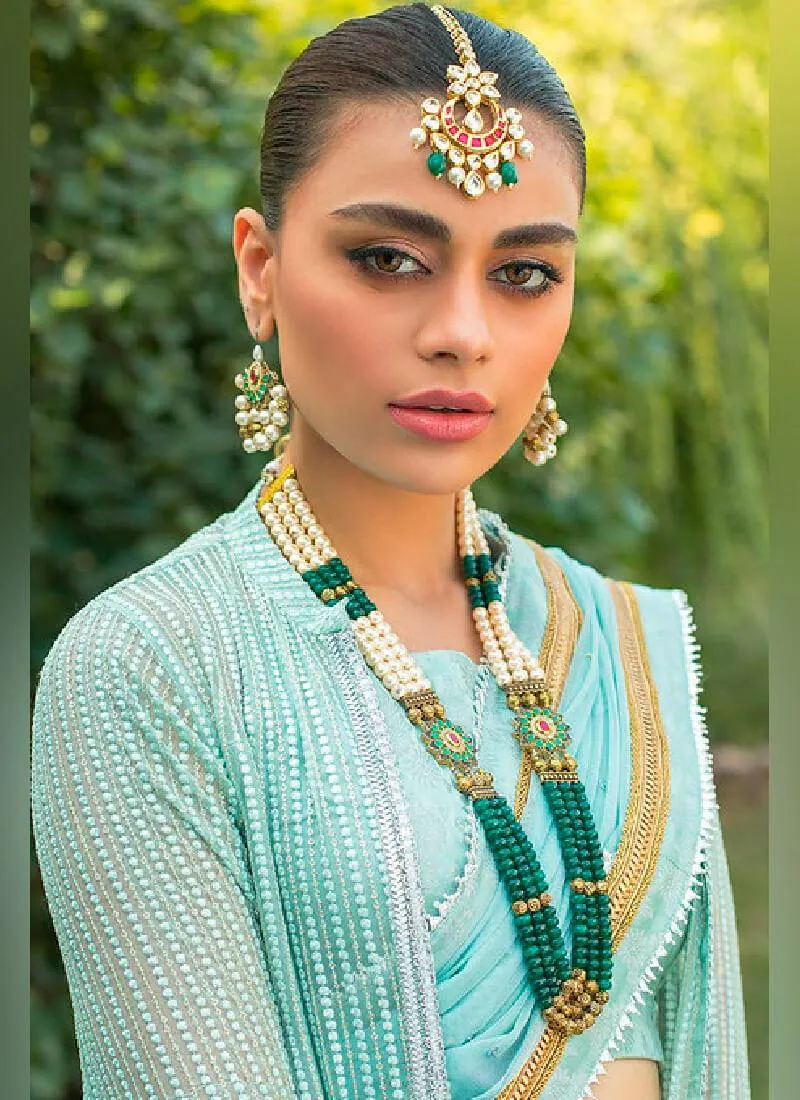 Stunning Sky Blue Georgette Jacket-Style Palazzo Suit