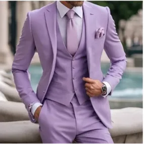 Aidase Fashion Light Purple Suit For Men Business Prom Single Breasted Peak Lapel Two-pieces (Jacket Pants) Trajes Para Hombre Chic