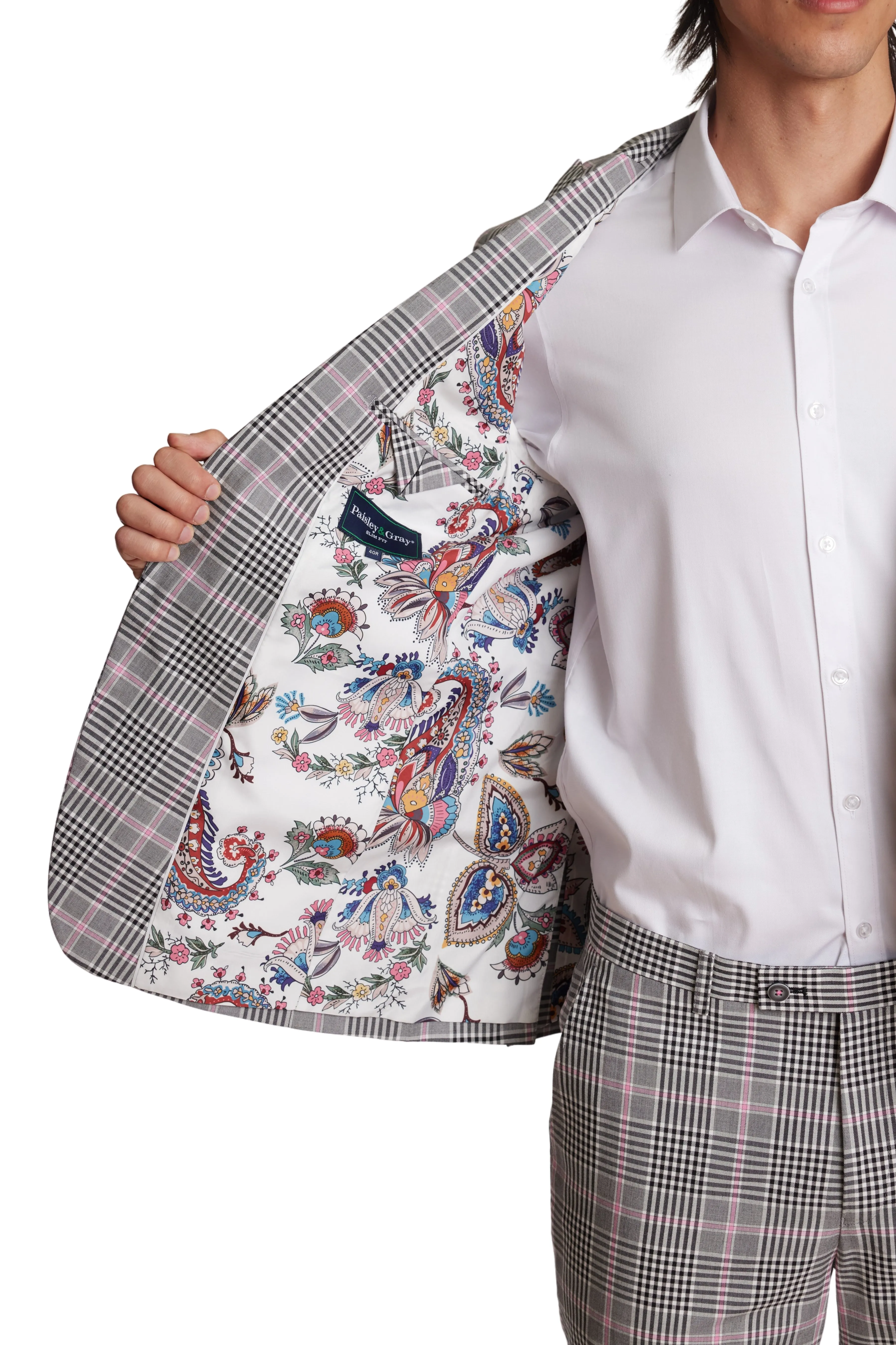 Ashton Peak Jacket - slim - Blk Wht Pink Glen Plaid
