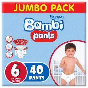 Bambi Pants Jumbo Pack Size 6 XXL  16 kg - 40's