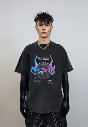 Cyberpunk t-shirt psychedelic tee grunge top in vintage grey