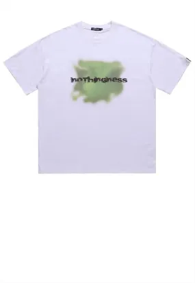 Fog print t-shirt retro space tee abstract grunge top white