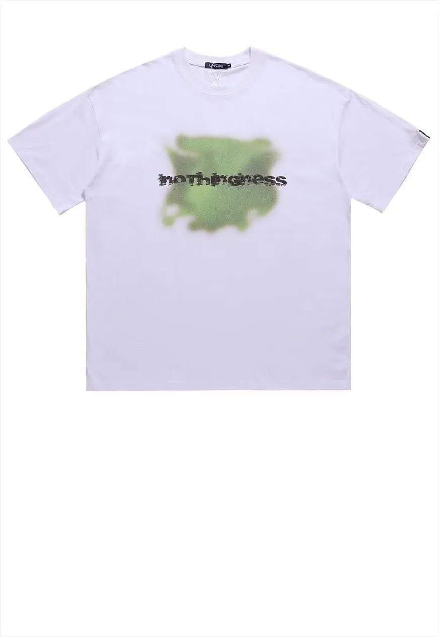 Fog print t-shirt retro space tee abstract grunge top white