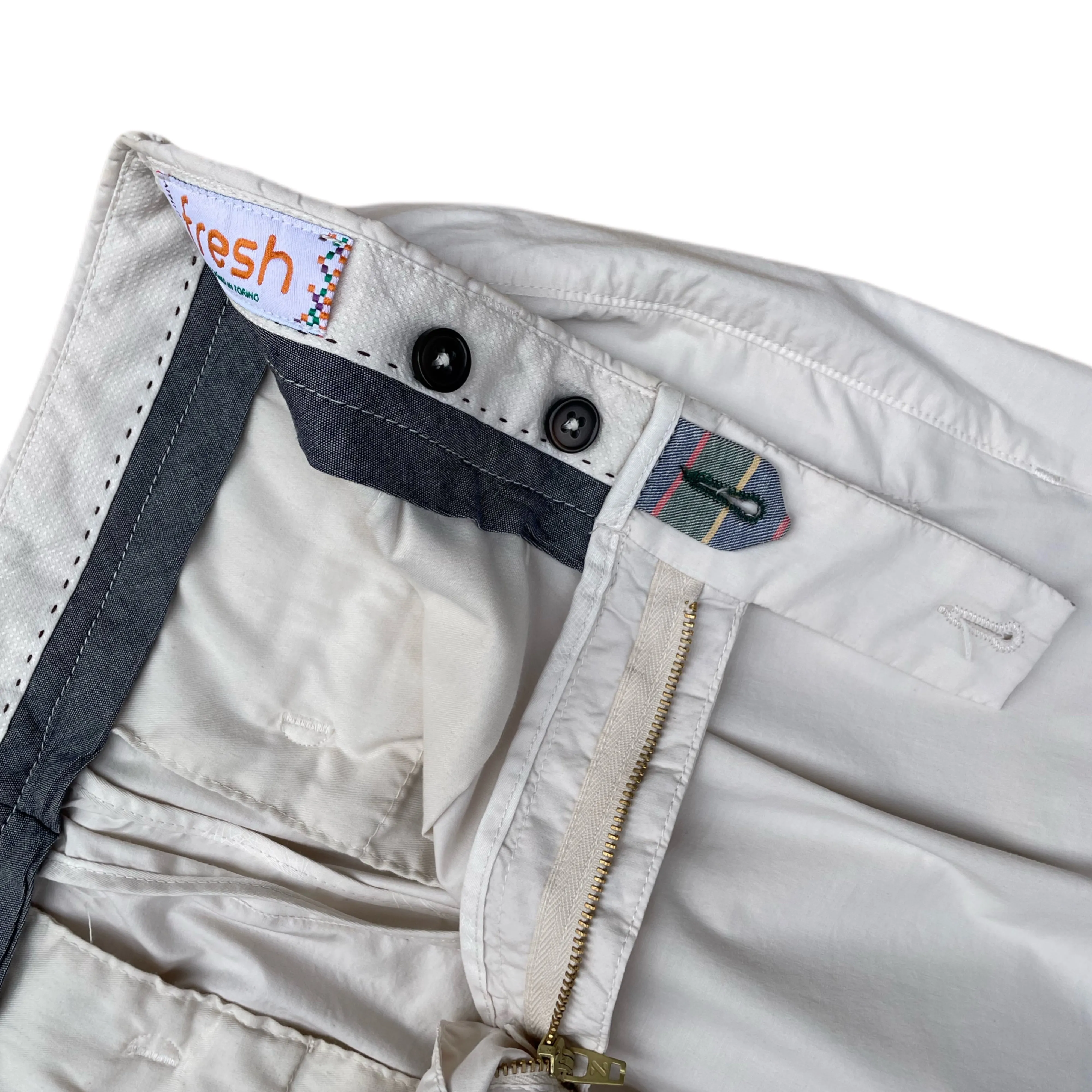 FRESH Cotton Lyocell One-Pleat Chino Pants In White Milk