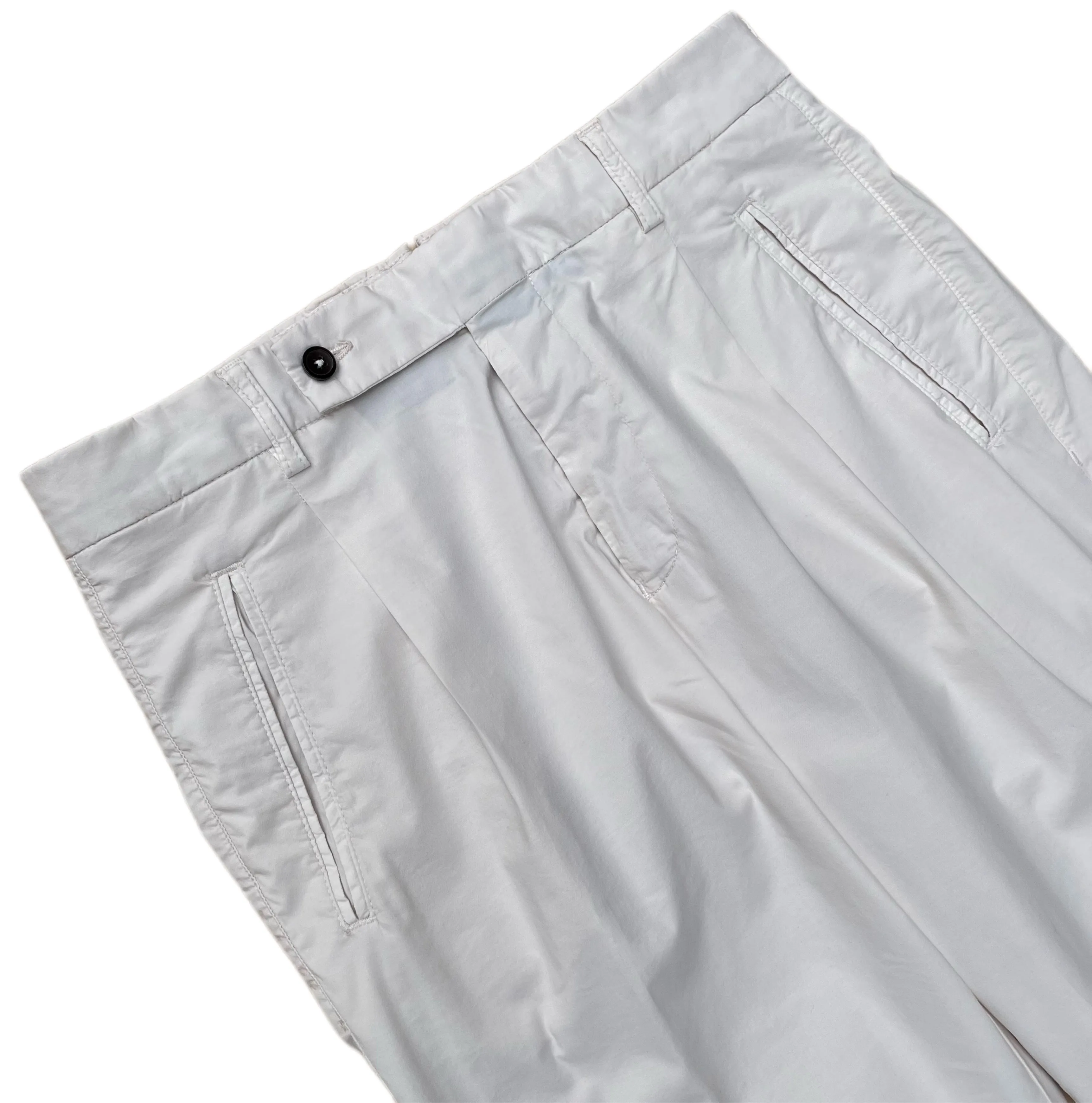 FRESH Cotton Lyocell One-Pleat Chino Pants In White Milk