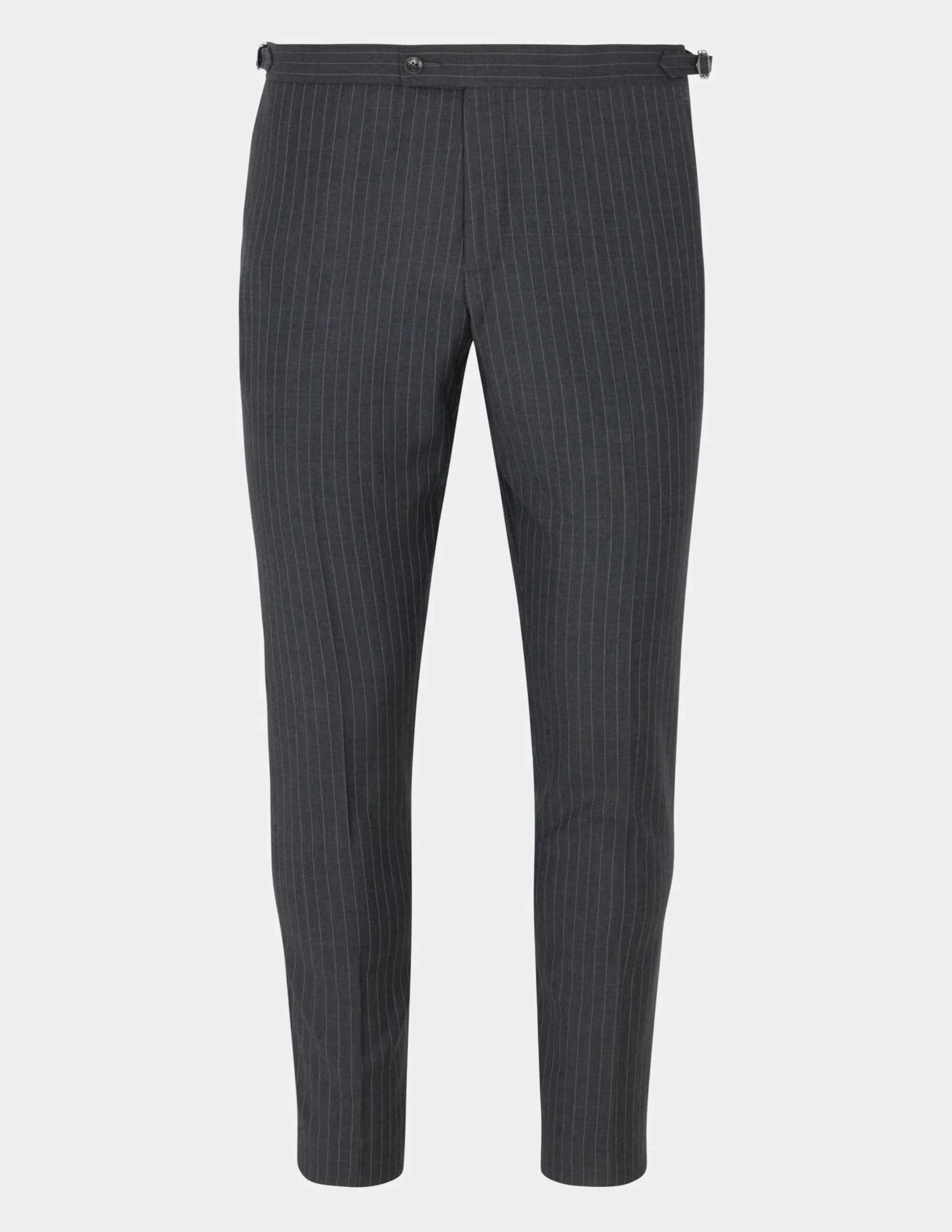 Grey White Stripes Wool Double Breasted Suit
