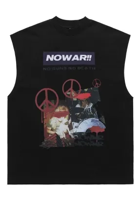 Hippie tank top surfer vest retro sleeveless peace t-shirt