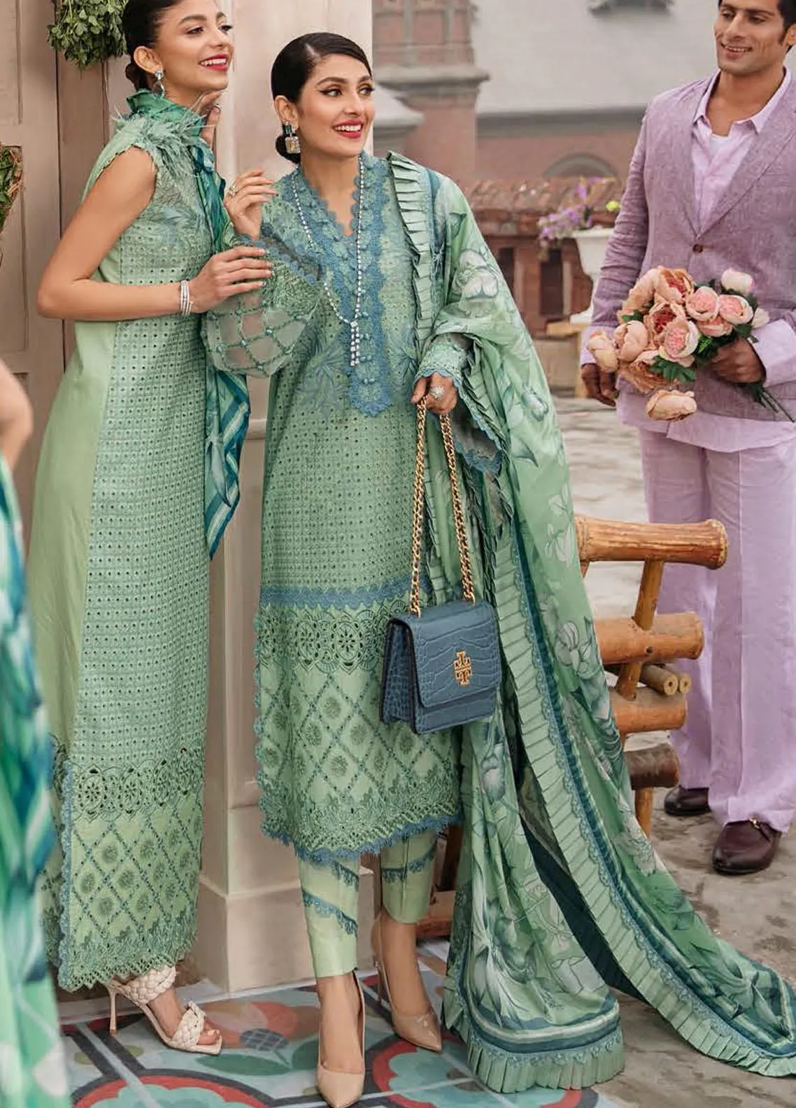 Mushq Chikenkari Embroidered Dhanak Three Piece MQ-812