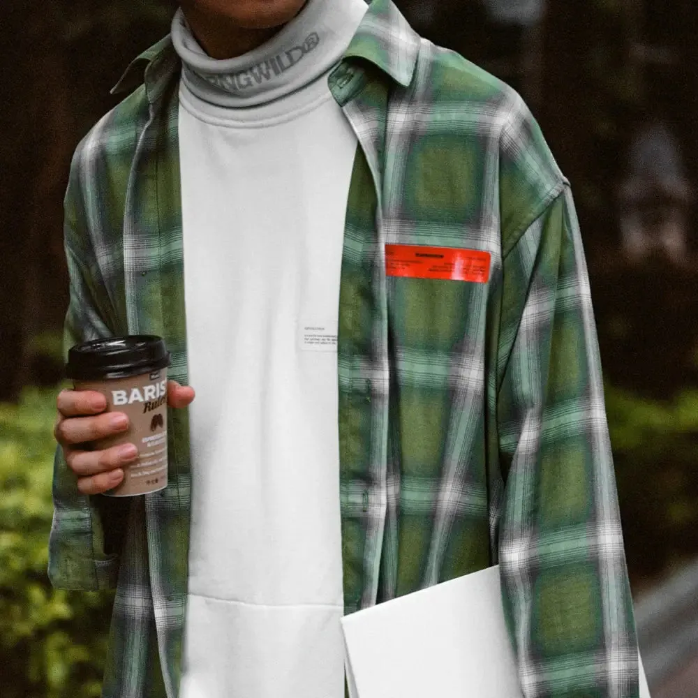 Oversize Asymmetric Plaid Shirt