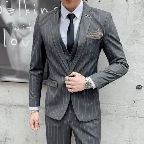 Striped Men's Suit Korean Style Small Suit Professional Business Suit